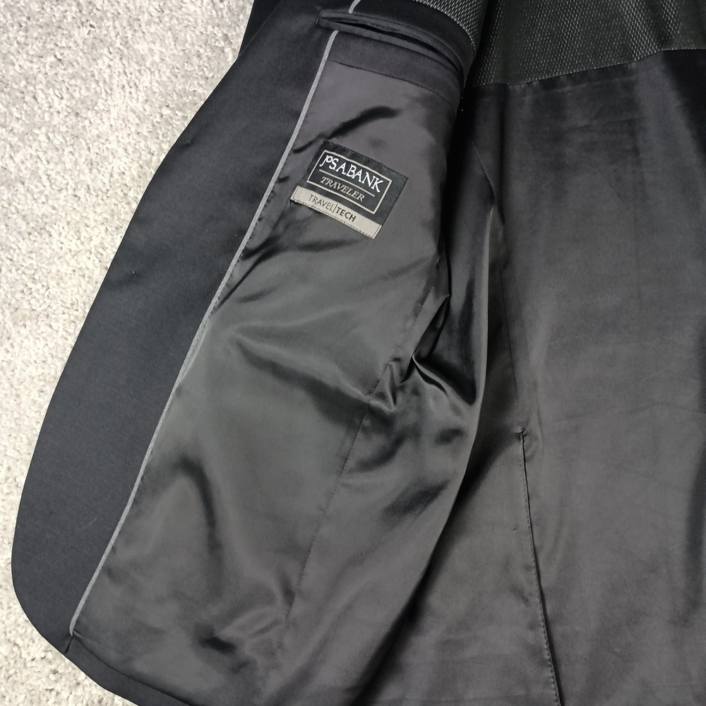 Jos. A. Bank Blazer 42 Short Mens Black Slim Fit Traveler Travel Tech Wool Blend - Picture 7 of 15